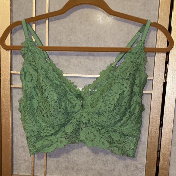 Aerie green lace bralette, lined, non-padded, size large - Picture 1 of 5